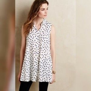 Anthropologie Blue Polkadot Swing Dress Size Large